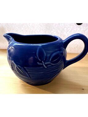 Pfaltzgraff Blue Creamer Gravy Boat Large USA Vintage Cottage Coastal Farmhouse